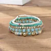 Strand Vintage Boho Multi-couche Graines Bracelet Bracelet Bracelets de mode de couleur bleu et blanc pour les femmes