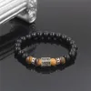 Charm Armband Fashion Mens Matte Onyx Stone Tiger Eye Combination med kubisk zirkon Elastisk stretcharmband unisex smycken gåva318z