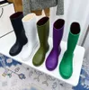 Cross Womens varumärkesdesigner Welly Boots Rain Boots Designer Platform Letter Ringer Fashion Black men knäslång kvinnor storlek nisch hög mening