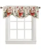 Curtain Christmas Poinsettia Gingerbread Man Window For Living Room Kitchen Cabinet Tie-up Valance Rod Pocket