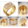 Ensemble d'anneaux en acier et titane pour hommes, bagues à la mode, or, 11mm, taille 7-122722