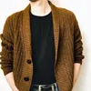 Men's Jackets Winter Long Sleeve Warm Shawl Collar Knitted Cardigan Sweater Casual Slim Fit Soft Cotton Knitwear