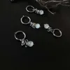 Boucles d'oreilles rétro en titane et acier, Style chinois, tendance nationale, Vintage, perle d'opale blanche, Clips d'oreille pour hommes, bijoux