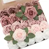Fleurs décoratives 25 pièces/boîte Bouquet de roses artificielles mousse PE fausse fleur cadeau avec boîte pour fête de mariage fournitures de décoration de chambre à domicile
