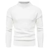 Pulls pour hommes mâle automne et hiver mode couleur unie col long col rond doux pull chaud pull en tricot haut ajusté