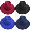 Nowe kobiety wełniane czapki fedora hats miękki mody damskie szerokie grzbiet hatów żeńskie brytyjskie styl retro top hat wiosna zima gh-66297f