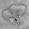 Choker Egirl Übertreibung Metall Blume Halskette Hip Hop Bling Strass Ketten Für Frauen Hochzeit Party Harajuku Schmuck