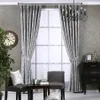 Tenda oscurante argento jacquard in ciniglia per camera da letto Tende moderne in tessuto grigio per finestra del soggiorno Misura personalizzata291z