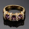 Anneaux de mariage Mignon femelle cristal violet pierre bague 18KT couleur or jaune mince anneaux de mariage pour les femmes de luxe ovale Zircon bague de fiançailles 230928