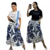 Designer Dresses Womens T Shirts High Waist Split Skirts Two Piece Suits Vintage Print Lady Tops Dress Vacation Casual Sets Club Party Long Blouse Clothing
