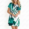 Повседневные платья Летнее женское платье с листьями тропических растений 3D-принтом в стиле отпуска Женская модная тенденция