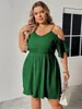 Plus size vestidos de ombro frio feminino plissado mangas curtas com decote em v robe sólido vestido plissado verão feminino férias roupas vestido