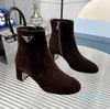 Stiefel Designer Reißverschluss Oberschicht Rindsleder Mattes Leder Baumwolle Kaschmir Gesicht Kurze Stiefel Lange Stiefel