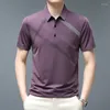 Polos pour hommes 2023 Été Col rabattu Polo T-shirt à manches courtes Business Mode Bouton Rayé Impression Lâche Casual Tops
