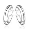 Plated sterling silver Fashion round wide earrings DJSE595 size 3 4X0 7CM;women's 925 silver plate Hoop & Huggie jewelry earr237p