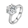 Anneaux de cluster Lesf Luxe 4 CT Solitaire Engagement Round Cut 6 Prong Sona Diamond 925 Bague de mariage en argent sterling pour femmes267i