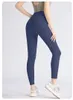 L-32 Solid Color High Waist Yoga Leggings Gym Clothes Women Running Sports Fitness Yoga Pants Full Length Overall Trouses Workout Leggins