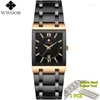 Wristwatches Men Watches Top WWOOR Square Quartz Watch Gold 2023 Waterproof Golden Male Wristwatch