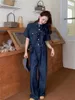 Women's Two Piece Pants Alien Kitty Blue Denim Pieces Sets Women Loose Chic Summer Short Sleeve Coats 2023 Jeanswear High Waist Slim Suits