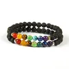 Nouveau Design 7 Chakra Pierre De Guérison Yoga Méditation Bracelet 6mm Pierre De Pierre De Lave Perles Avec Mélange De Couleurs Bracelets De Pierre Pour Gift262d