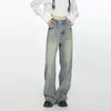 Женские джинсы, корейская мода Y2k, ретро, широкие брюки с высокой талией, прямые уличные стильные брюки, мешковатые джинсовые брюки, женская одежда