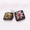 Collares colgantes QIANBEI Moda Belleza Venta al por mayor 6 unids hecho a mano verano Murano Lampwork Glass Mix Square Flower Colgantes Fit Collar P0144