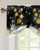 Curtain Christmas Winter Golden Ball Window For Living Room Kitchen Cabinet Tie-up Valance