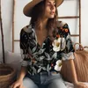 Chemisiers amples et décontractés pour femmes, vêtements d'extérieur surdimensionnés à motif floral imprimé en 3D, chemises de rue d'automne à manches longues