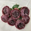 Flores decorativas mesa de jantar decoração artificial rosa buquê seda rosa roxo simulação flor borda queimada lafite rosas salão decoração