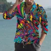 Chemises décontractées pour hommes Summer Hawaiian pour hommes 3D Imprimer Peacock T-shirt à manches longues Plage surdimensionné Tops Tee Shirt Homme Harajuku Vêtements