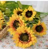 Kwiaty dekoracyjne 2PCS sztuczny bukiet słonecznika jedwabny Fake Flower DIY Bukiety ślubne