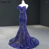 Robes de soirée Dubaï Royal Blue Une épaule Soirée 2023 Paillettes Sparkle Sexy Sirène Robe formelle Serene Hill HM67111