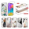 بالنسبة إلى iPhone 15 13 11 12 14 Pro Max XR 6 7 8Plus Complus Cases 3in1 Marble Heavy Dickproof Protection Cover متوافقة مع Samsung S23 S21 Fe S22 Plus Note 20 Ultra