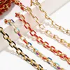 Hair Clips Barrettes 1M Stainless Steel White Pink Enamel Gold 8mm Diamond-Cut Rolo Cable Link Chain For Men Women Necklace Bracelet Making 5 Colors 230928