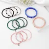 Charm Bracelets 3Pcs/Set Crystal With Silver Color Beads Leaf Pendant Watermelon Quartzs Blue Chalcedony Bracelet Jewelry For Women