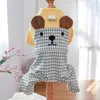 Dog Apparel Checkered Dress Summer And Spring Puppy Wearing Cute Bear Four Legged One Piece Suitable For Small Medium Dogs