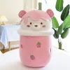 Cute Cartoon Milk Tea Bear Bubble Tea Cup Shaped Pillow Plush Toys Real-life Stuffed Soft Back Cushion Funny Boba Food