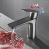 Robinets d'évier de salle de bain en acier inoxydable et robinet d'eau froide, mitigeur de lavabo domestique sous la table, lavabo gris plaqué d'eau Fau