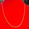 Dünne 14-Karat-Gelbgoldauflage, feines französisches Seil, lange Halskette, Kettenteile, 100 % echtes Gold, nicht massiv, kein Geld, 254O