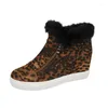 Botas camurça leopardo impressão neve mulheres 2023 quente pelúcia forrado inverno mulher plus size 42 anti deslizamento sapatos de algodão