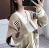 luxury Preppy style sweaters womens long sleeve plaid heart designer sweater women knitted cardigan jacket