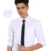 Camisas de vestido masculinas Camisa de manga comprida Business Slim Puro Sarja Escura Cor Sólida Ferramentas Profissional Coreano Preto Branco Rosa Azul