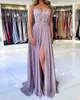 High Split Abendkleider 2023 mit Dubai Naher Osten Formelle Kleider Party Prom Kleid Spaghettiträger Plus Size Vestidos De Festa Teppichkleid