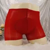 Underpants Men Sheer Glossy Underwear Ball Pouch Boxer Shorts See Through Scrotum Bulge Briefs Erotic Bikini Bottom
