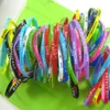 500 pieces lot Mixed Color Silicone energy Sport Elasticity bracelets Friend Love Succes Happy Live Strong Children Gift Party J307K