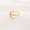 Modna minimalistyczna CZ Stones Moon Star Otwarcie 24 K KT Fine Gold Gf Ring Urocze kobiety biżuteria
