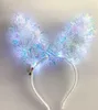 LEDバニーイヤーヘッドバンドライトアップウサギの長い耳髪フープ輝く頭飾り誕生日パーティークリスマスホリデーヘッドアクセサリー