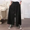 Men's Pants Summer Wide Leg Trousers Nine Cent And Women's Culottes Loose Flared Hair Stylist Youth Casual