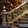 Decorative Flowers Cordless Prelit Stairway Swag Trim Gold Christmas Wreaths Gleamy Lights Up Stair Decor For Home Xmas