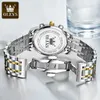 Andere Uhren OLEVS 2858 Edelstahlarmband Quarzuhren für Männer Multifunktionales Drei-Augen-Zifferblatt Business Wasserdichte Herrenarmbanduhr 230928